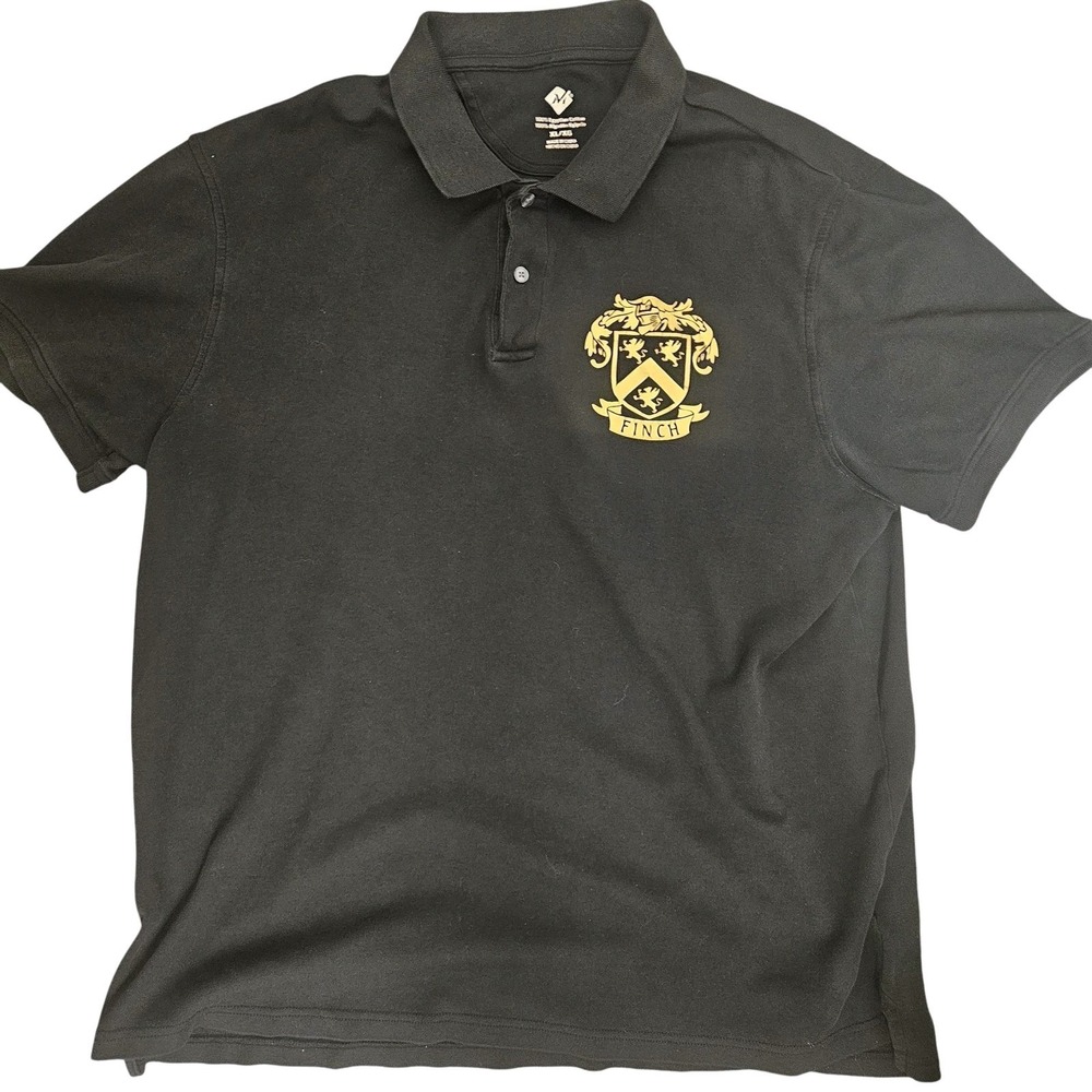 Finch Crest Polo Shirt‎ Mens XL Black Egyptian Cotton Short Sleeve Embroidered